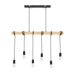 Hängelampe WOODY 6 Lampen schwarz/natur
