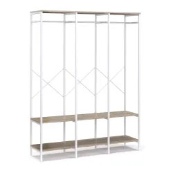 Garderobe Kleiderständer 141 x 180 cm weiss/braun