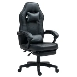 Gamingstuhl Bürostuhl Leder mit Massagefunktion ITAN schwarz