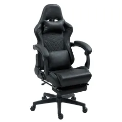 Gamingstuhl Bürostuhl Leder mit Massagefunktion GREG schwarz