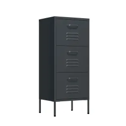 Kommode Metall KLAUS 3 Schubladen 42 x 101 cm anthrazit