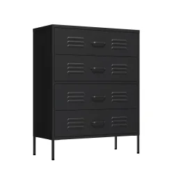 Kommode Metall KLAUS 4 Schubladen 80 x 101 cm schwarz