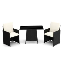 Gartenmöbel Set Rattan HAROLD schwarz/weiss