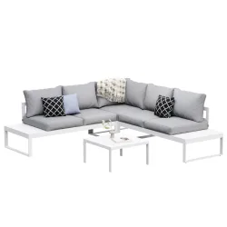 Lounge CAMILA hellgrau/weiss