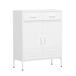 Kommode Metall KLAUS 2 Schubladen 2 Türen 80 x 101 cm weiss