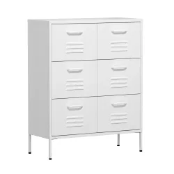 Kommode Metall KLAUS 6 Schubladen 80 x 101 cm weiss
