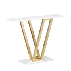Konsolentisch LORINA 110 x 80 cm weiss/gold