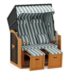 Strandkorb 2-Sitzer grün/weiss