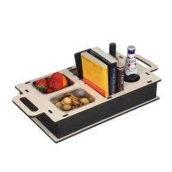 Couchbar Snackbox Holz 55 x 27 cm natur/schwarz