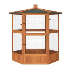 Vogelvoliere Holz 150 x 160 cm 6-eckig
