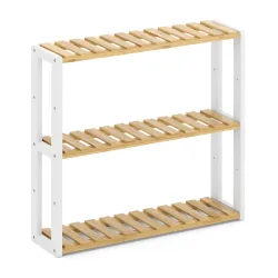 Regal Bambus 60 x 15 x 54 cm weiss/natur