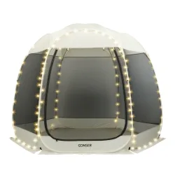 Pop-Up Pavillon LED 4-6 Personen 3 x 2 m transparent/schwarz