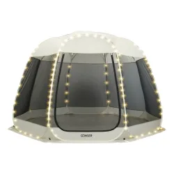 Pop-Up Pavillon LED 8-10 Personen 4 x 3 m transparent/schwarz