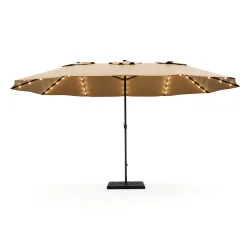 Doppel-Sonnenschirm OZE mit LED 460 x 270 cm braun