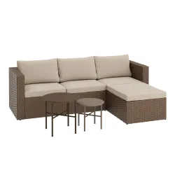 Rattanlounge TUGELA braun/beige