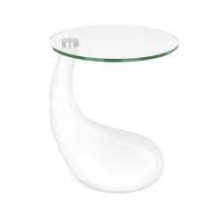 Beistelltisch Glas LORETTE rund 45 x 54 cm weiss