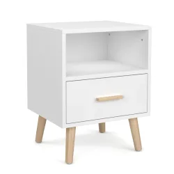 Nachttisch NORDIC 40 x 51 cm weiss/natur