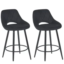 Barhocker Samt GORDON 2er Set anthrazit