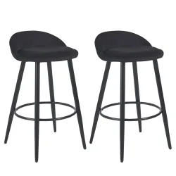 undefined, Barhocker Samt ROMY 2er Set schwarz
