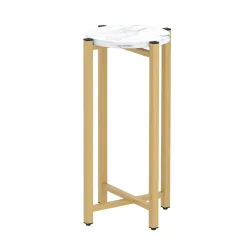 Beistelltisch PANO rund 22 x 22 x 57 cm weiss/gold