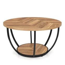 Beistelltisch COSINESS rund 80 x 44 cm braun/schwarz