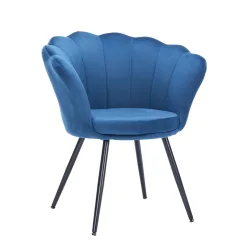 Sessel Samt SHELLY blau/schwarz