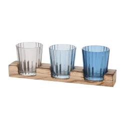 Teelichthalter mit 3 Gläser blau
