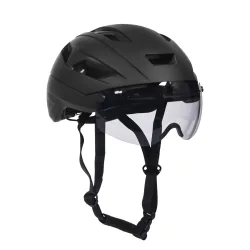 Velohelm Skatehelm mit Visier 55 - 58 cm schwarz