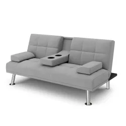 Schlafsofa POLLY mit Getränkehalter grau