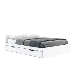 Bett Holz BELLA mit Stauraum und Schubladen 140 x 200 cm weiss