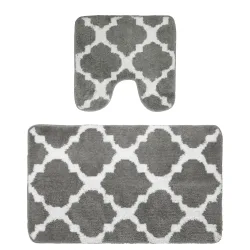 Badteppich Set ROSALIE 2-teilig grau