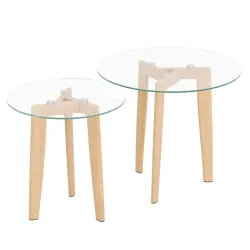 Beistelltisch Glas SERAPHINA rund 2-teilig braun