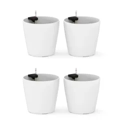 Blumentopf mit Bewässerungssystem 22 cm 4er Set weiss