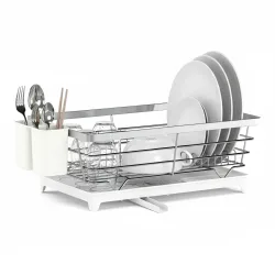 Abtropfgestell Edelstahl mit Auslauf 40 x 26 x 15 cm weiss/silber