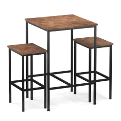 Bartisch mit Barhocker Set Vintage BONITA 60 x 60 x 90 cm