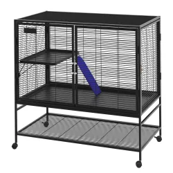 Kleintierkäfig mit Rollen 92 x 58 x 100 cm schwarz