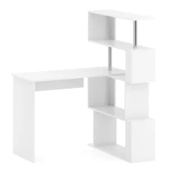 Schreibtisch FABIEN mit drehbarem Regal 157 x 45 x 131 cm weiss