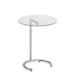 Beistelltisch Glas EVANDER rund höhenverstellbar 46 x 70 cm silber