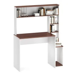 Schreibtisch TRAGAN mit Regal 110 x 45 x 139 cm weiss/braun