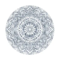 Hochflor Teppich rund 120 cm weiss/grau