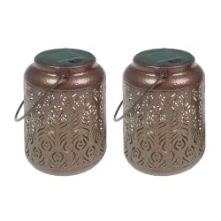 LED Solar Laterne SIYAH 2er Set 15 x 23 cm braun