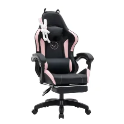 Gamingstuhl Bürostuhl Leder WINIFRED schwarz/rosa