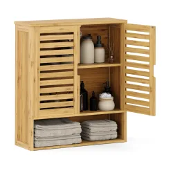 Hängeschrank Bambus SANOVA mit Ablage 59 x 21 x 67 cm natur