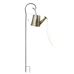LED Solarlaterne Giesskanne Metall gold