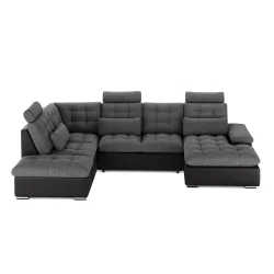 Ecksofa mit Schlaffunktion SORAYA links anthrazit/schwarz