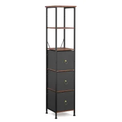 Badezimmerregal mit 3 Stoffschubladen 30 x 141 cm braun/schwarz