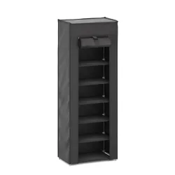 Schuhschrank faltbar 28 x 46 x 129 cm schwarz