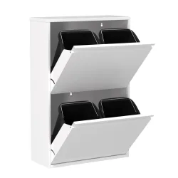 Abfalleimer Metall 4 Fächer 68L weiss