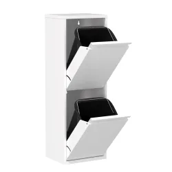 Abfalleimer Metall 2 Fächer 34L weiss
