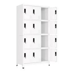 Garderobe Spind FORTI Metall 12 Fächer 90 x 180 cm weiss